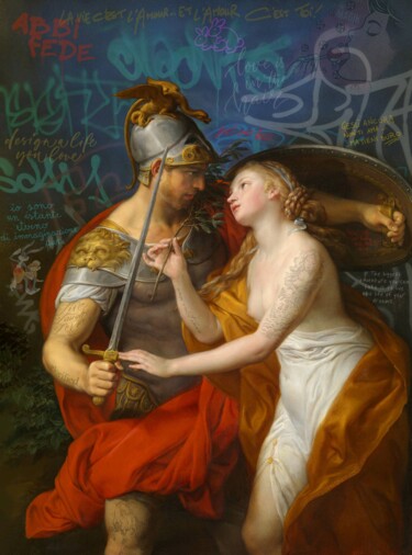 Pittura intitolato "LOVE IS IN THE HAIR" da Marco Battaglini, Opera d'arte originale, Aerografo