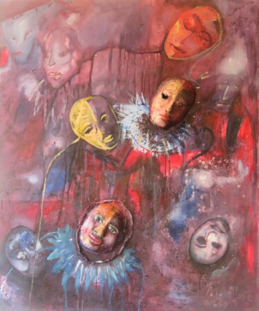 Pintura intitulada "ROSTOS OCULTOS" por Marco Bulhões, Obras de arte originais, Acrílico
