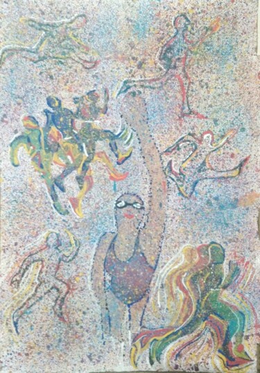 Pittura intitolato "Atletas Olímpicos" da Marco Bulhões, Opera d'arte originale, Acrilico Montato su Telaio per barella in l…