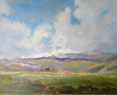Pittura intitolato "Montagne" da Marco Cattaneo, Opera d'arte originale, Olio