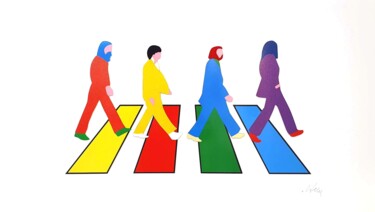 Gravures & estampes intitulée "Abbey Road." par Marco Lodola, Œuvre d'art originale, Sérigraphie