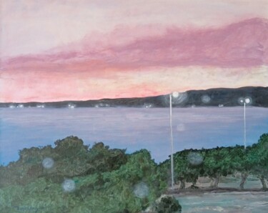 Painting titled "Tramonto sull,isola…" by Marco Longoni, Original Artwork, Acrylic Mounted on Wood Stretcher frame