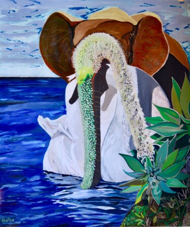 Картина под названием "The agave flower, t…" - Brazza, Подлинное произведение искусства, Масло