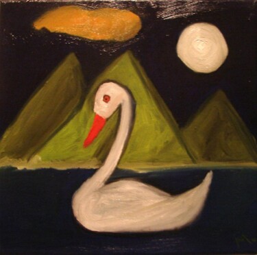 Картина под названием "Cisne Branco" - Marco Miranda, Подлинное произведение искусства, Масло