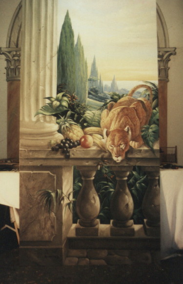 Painting titled "Leopard vor italien…" by Antonio Nardella, Original Artwork, Acrylic