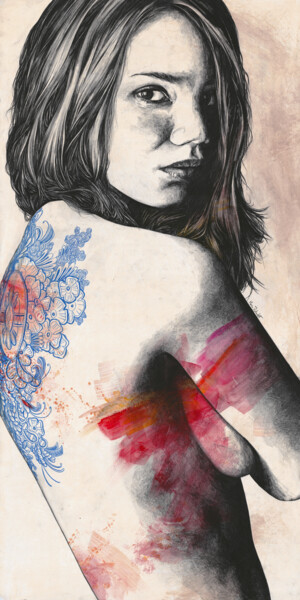 Рисунок под названием "Delirium Còrdia" - Marco Paludet, Подлинное произведение искусства, Графит