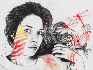 Dibujo titulada "Sara" por Marco Paludet, Obra de arte original, Grafito