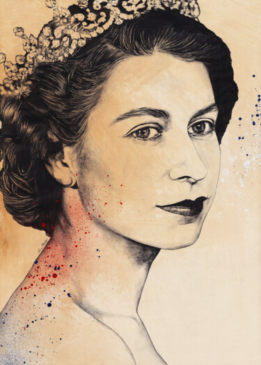 Drawing titled "Young Queen II | El…" by Marco Paludet, Original Artwork, Graphite