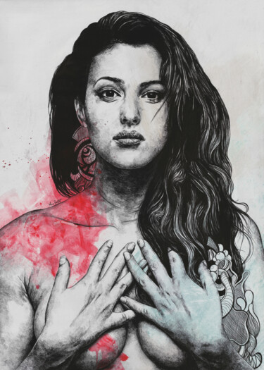 Drawing titled "Monica Bellucci | s…" by Marco Paludet, Original Artwork, Graphite