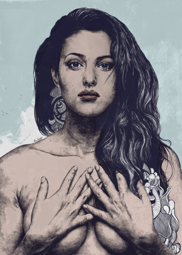 Artes digitais intitulada "Monica Bellucci pop…" por Marco Paludet, Obras de arte originais, Pintura digital