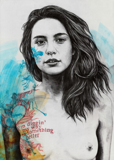 Рисунок под названием "Bleeding Me" - Marco Paludet, Подлинное произведение искусства, Графит