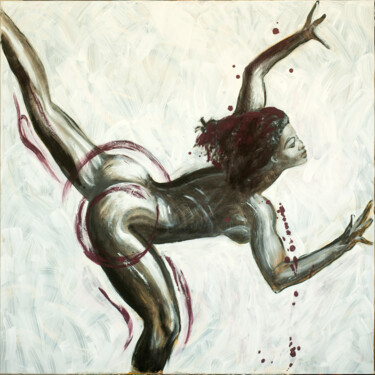 Painting titled "Black Nude_3" by Marco Perini, Original Artwork, Oil Mounted on Wood Stretcher frame