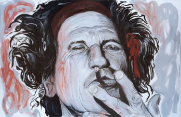 Картина под названием "Keith Richards" - Marco Perini, Подлинное произведение искусства, Масло Установлен на Деревянная рама…