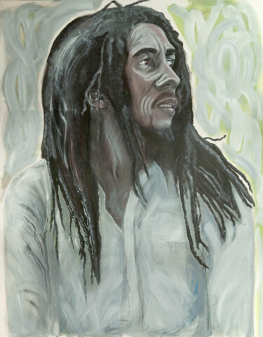 Painting titled "Bob Marley" by Marco Perini, Original Artwork, Oil Mounted on Wood Stretcher frame