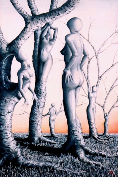 Pittura intitolato "Le vergini simbionti" da Marco Renier, Opera d'arte originale, Olio