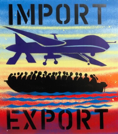 Painting titled "Import - Export" by Marco Teatro, Original Artwork, Spray paint