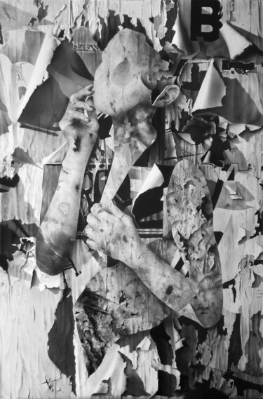 Dibujo titulada "contaminazioni" por Marco Tidu, Obra de arte original, Carbón Montado en Panel de madera