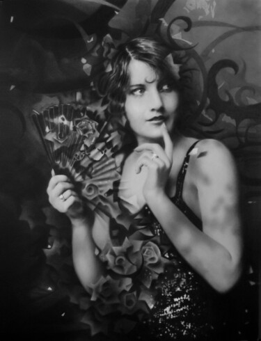 Drawing titled "GIOVANE DONNA CON V…" by Marco Tidu, Original Artwork, Charcoal