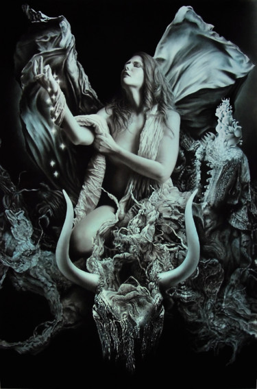 Рисунок под названием "EUROPA" - Marco Tidu, Подлинное произведение искусства, Древесный уголь