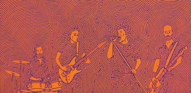Malerei mit dem Titel "Rock band" von Marco Ugoni, Original-Kunstwerk, Acryl Auf Keilrahmen aus Holz montiert