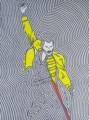 Ζωγραφική με τίτλο "Freddie Mercury" από Marco Ugoni, Αυθεντικά έργα τέχνης, Ακρυλικό Τοποθετήθηκε στο Ξύλινο φορείο σκελετό
