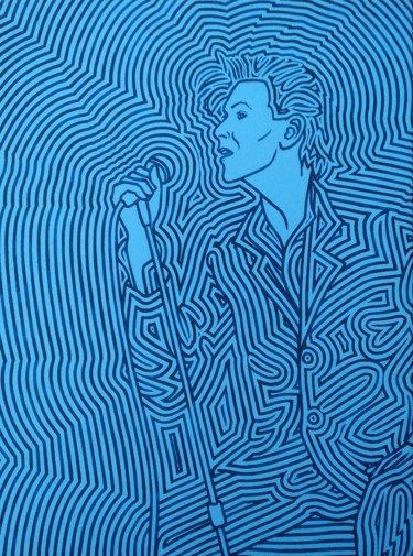 Ζωγραφική με τίτλο "David Bowie" από Marco Ugoni, Αυθεντικά έργα τέχνης, Ακρυλικό Τοποθετήθηκε στο Ξύλινο φορείο σκελετό