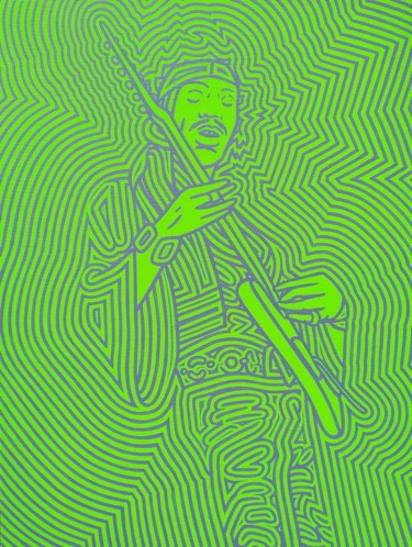 Jimi Hendrix Pittura intitolato "Jimi Hendrix" da Marco Ugoni, Opera d'arte originale, Acrilico Montato su Barella di tela