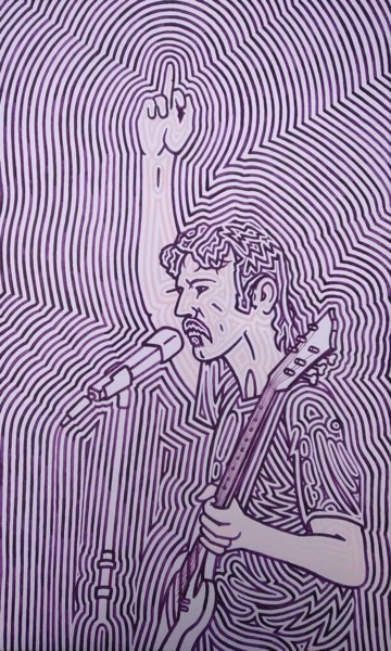 Ζωγραφική με τίτλο "Frank Zappa" από Marco Ugoni, Αυθεντικά έργα τέχνης, Ακρυλικό Τοποθετήθηκε στο Ξύλινο φορείο σκελετό