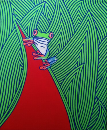 Pintura titulada "La raganella e la f…" por Marco Ugoni, Obra de arte original, Acrílico Montado en Bastidor de camilla de m…