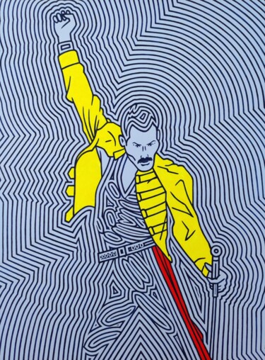 Painting titled "Freddie Mercury (co…" by Marco Ugoni, Original Artwork, Acrylic Mounted on Wood Stretcher frame
