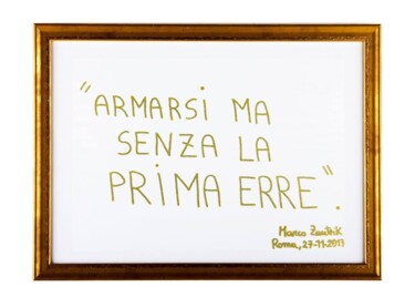 Dessin intitulée "Armarsi ma senza la…" par Marco Zautzik, Œuvre d'art originale, Marqueur
