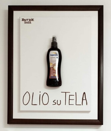 Collages intitolato "Olio su tela (Brown)" da Marco Zautzik, Opera d'arte originale, Pennarello