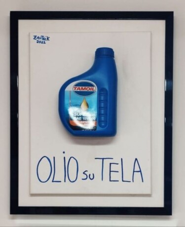 「Olio su tela (Blue)」というタイトルのコラージュ Marco Zautzikによって, オリジナルのアートワーク, マーカー