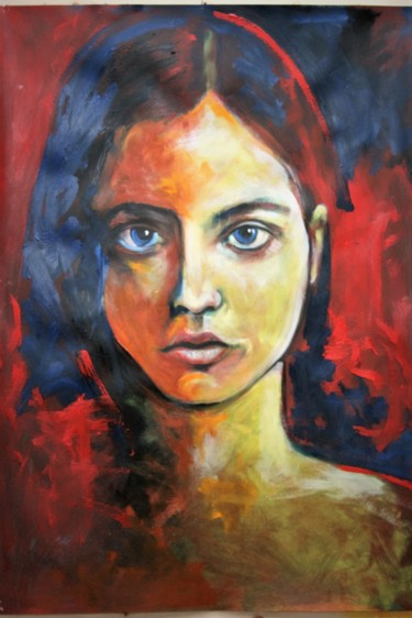 Painting titled "La niña de Ampuero" by Marcos Aranda, Original Artwork, Oil