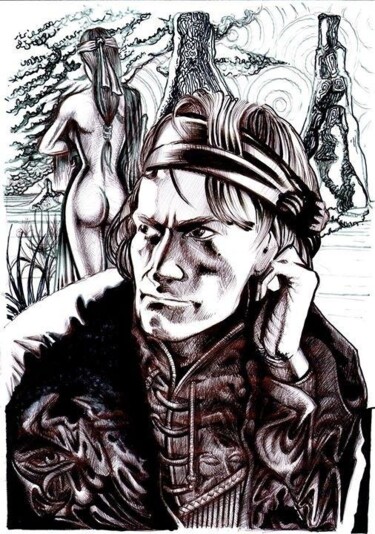 Tekening getiteld "Antonin Artaud" door Marco Boscani, Origineel Kunstwerk, Marker