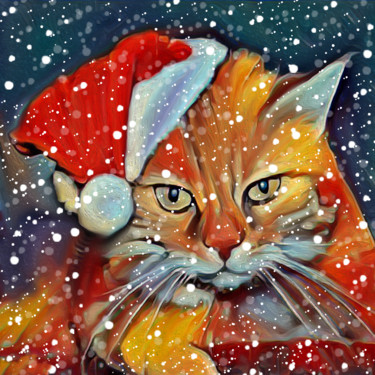 Grafika cyfrowa / sztuka generowana cyfrowo zatytułowany „Gatto Natale” autorstwa Marco Ciarciaglino, Oryginalna praca