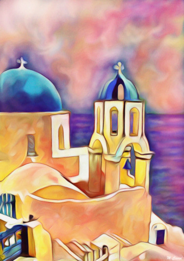 Цифровое искусство под названием "Santorini" - Marco Ciarciaglino, Подлинное произведение искусства, Цифровая живопись