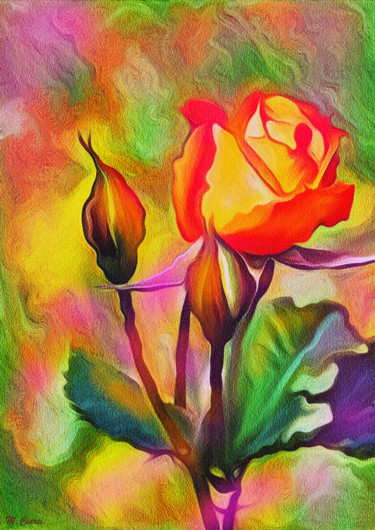 Digital Arts titled "Una rosa per te" by Marco Ciarciaglino, Original Artwork, Digital Painting