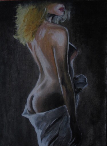 Painting titled "donna" by Tyler Durden, Original Artwork, Oil Mounted on Wood Stretcher frame