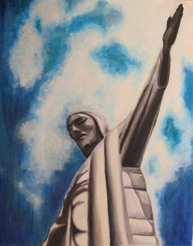 Pintura intitulada "o cristo redentor" por Tyler Durden, Obras de arte originais, Óleo