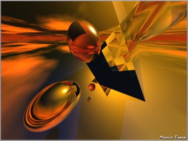Arte digital titulada "Esferas e reflexos" por Marco Ferro, Obra de arte original, Modelado 3D