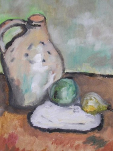 Peinture intitulée "Pot et fruits" par Marcoh, Œuvre d'art originale