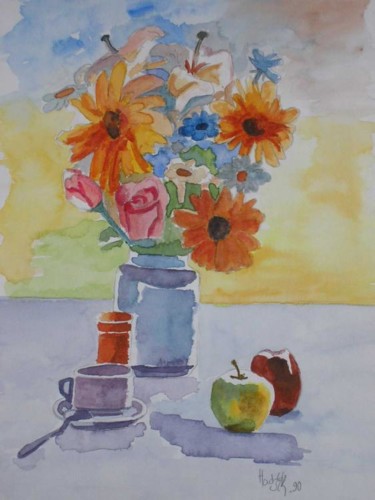 Painting titled "Bouquet de fleurs" by Marcoh, Original Artwork