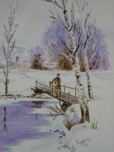 Peinture intitulée "Paysage D'hiver 0015" par Marcoh, Œuvre d'art originale