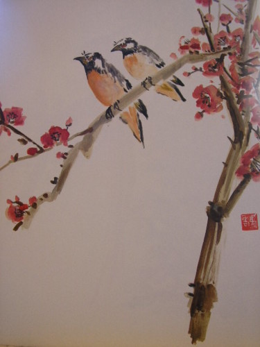 Peinture intitulée "Cerisier rose" par Marcoh, Œuvre d'art originale
