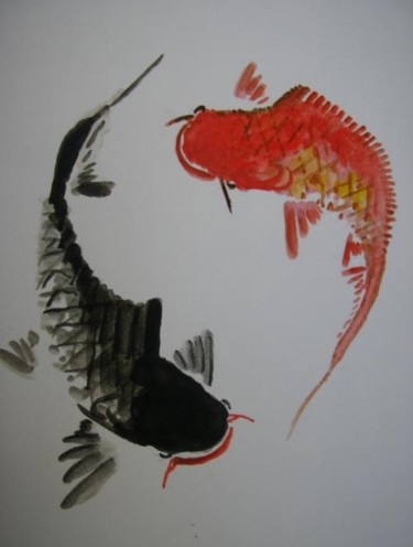 Peinture intitulée "Le Ying et le Yang" par Marcoh, Œuvre d'art originale