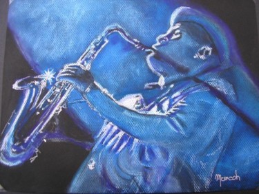 Dessin intitulée "Joueur de saxo" par Marcoh, Œuvre d'art originale