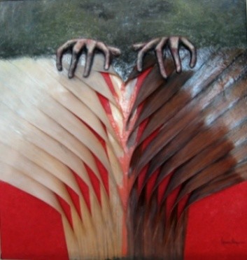 Painting titled "tra noi" by Marco Mazzurana, Original Artwork, Oil