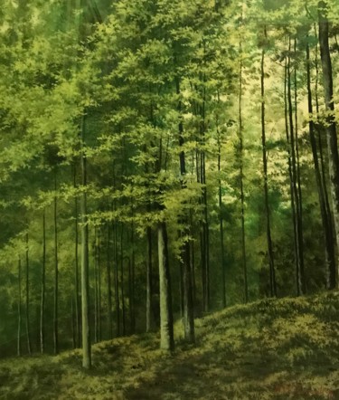 Pittura intitolato "Foresta" da Marco Panicali, Opera d'arte originale, Olio