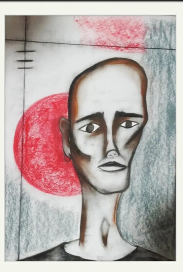 Рисунок под названием "Pensante" - Marcos Bastos, Подлинное произведение искусства, Древесный уголь